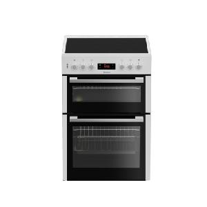 Image of HKN65W 60cm Double Oven Electric Cooker with Ceramic Hob - White